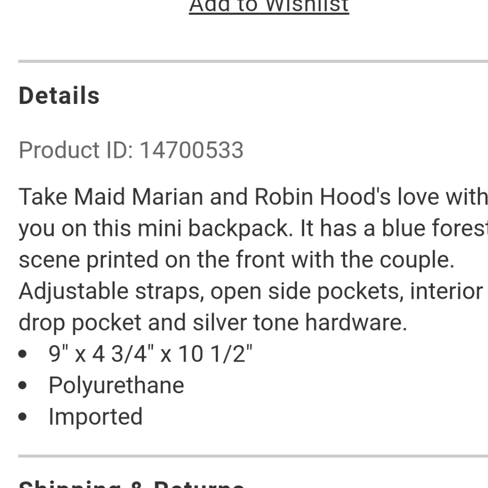 NWT Loungefly Robin Hood Mini Backpack - Picture 5 of 12
